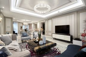 世贸滨江外滩新城现代126平三居室客厅装修案例