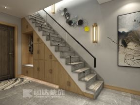 長風(fēng)世紀(jì)廣場120平新中式風(fēng)格樓梯背景墻圖片