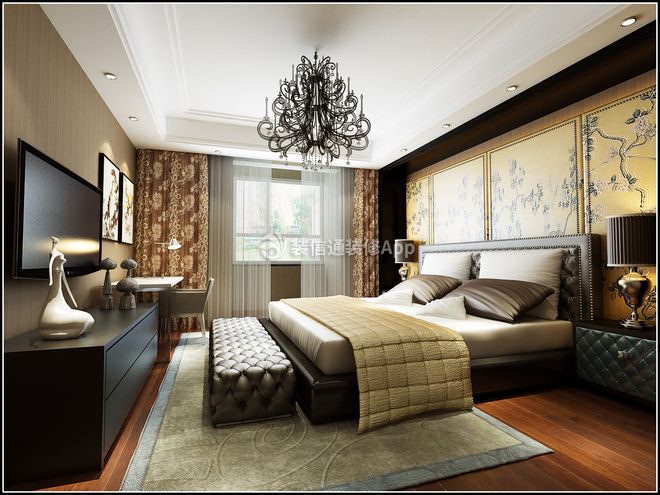 融创澜岸三期142平米四居室中式风格卧室装修设计效果图