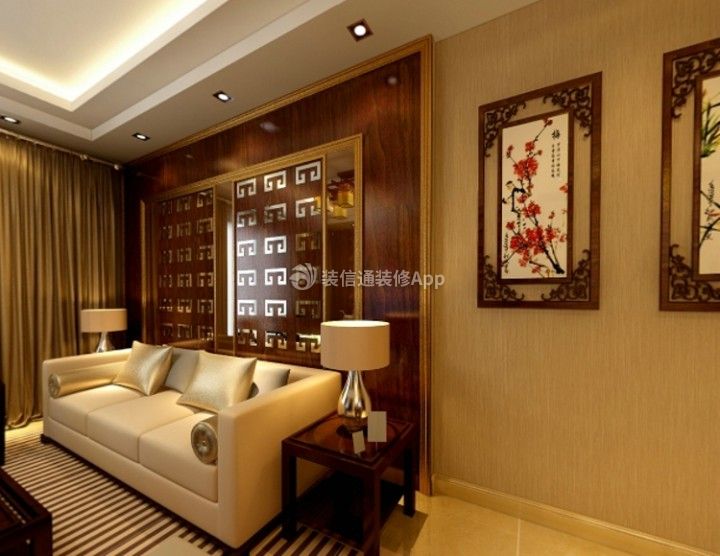 中式沙发背景墙装修效果图 2020中式沙发背景墙设计 中式沙发背景墙设计图 