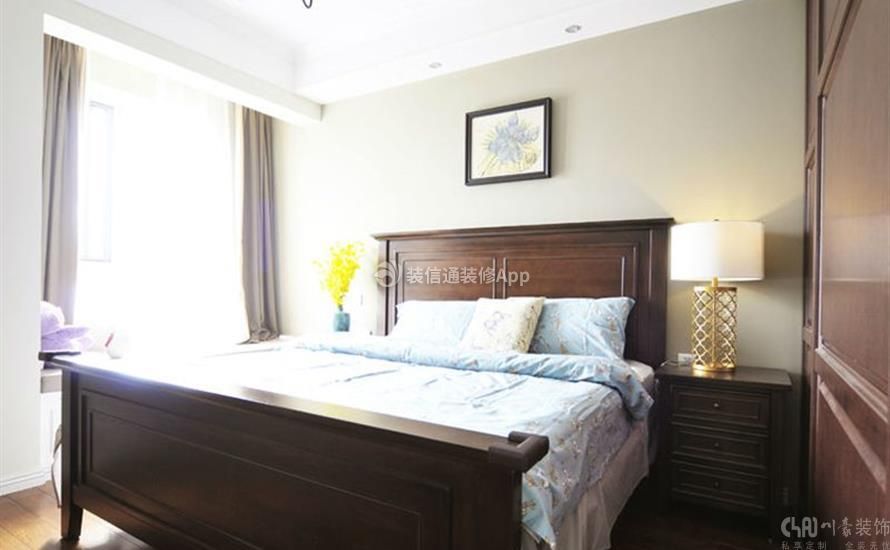 龙湖九里晴川95平方美式风格卧室装修图片