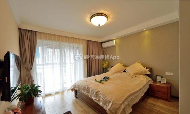 万锦江城97平米三居室美式风格卧室装修设计效果图
