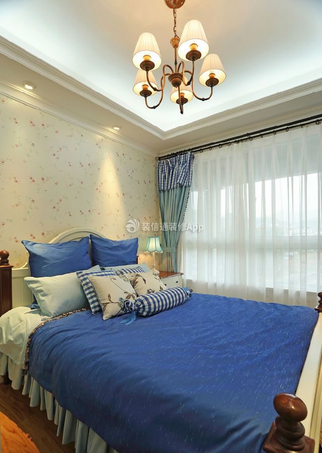 万锦江城92平米三居室美式风格卧室装修设计效果图