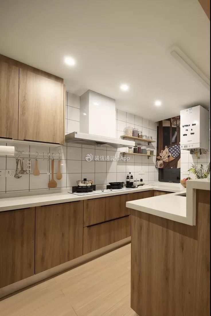 现代风格90平米三居室厨房装修效果图片大全