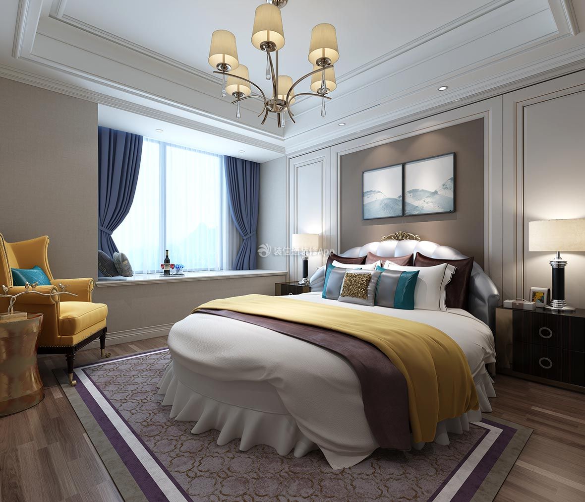 国联乐园欧式140平三居室卧室装修案例