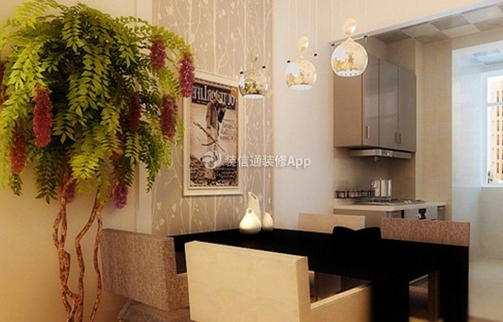 海赋江城97平米三居室现代简约风格餐厅装修设计效果图
