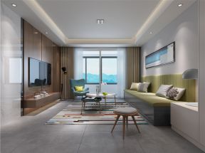 保利达江湾城现代92平三居室客厅装修案例