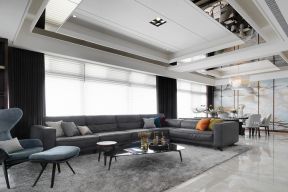 茶园154平新中式风格大户型客厅沙发摆放设计图