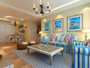 地中海风格73平两居室客厅装修效果图片大全