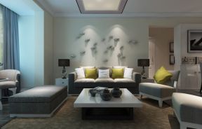 百步亭现代城95平米三居室现代简约沙发背景墙装修设计效果图