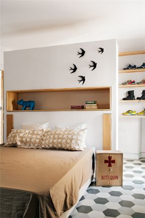 保利林语溪两居96平地中海风格厨房卧室床头壁龛装修效果图