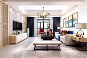 太平洋城中城新中式130平三居室客厅装修案例