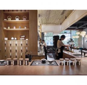 100平米中式茶室吧台装修设计效果图-每日推荐