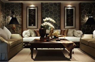 翡翠城450平别墅东南亚风格客厅沙发装修效果图