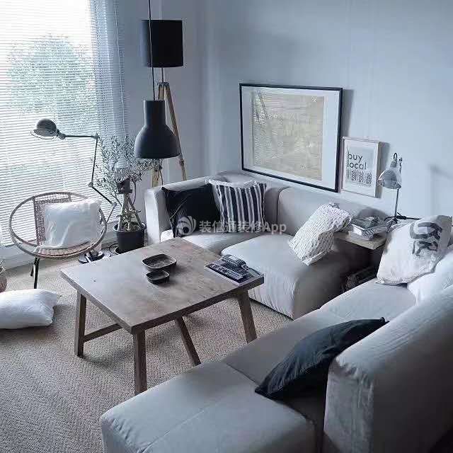 蓝色康桥三居128平现代风格客厅沙发装修设计效果图