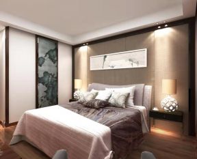 天鹅堡180平中式风格卧室床头台灯装修效果图片