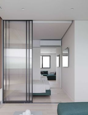 奥园名门95平米二居室极简卧室隔断装修设计效果图