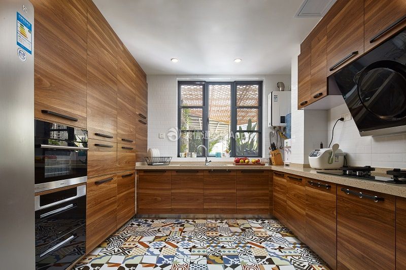苹果园129平中式风格厨房橱柜设计效果图片