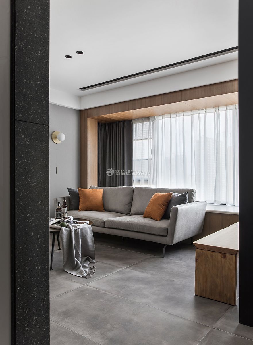 联发君澜63平方港式风格客厅布艺沙发设计效果图片