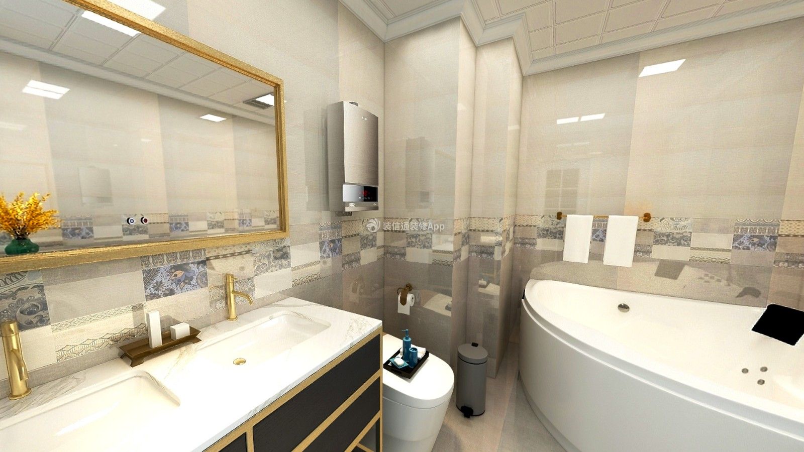 富贵家园180平新房卫生间镜子装修效果图片