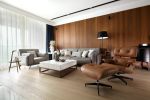 120平港式风格四居客厅沙发背景墙实木装修效果图