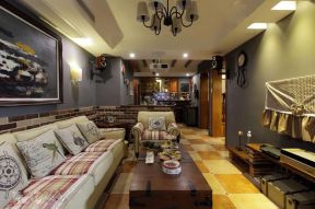 鲁能城混搭风格小户型客厅布艺沙发装修效果图片