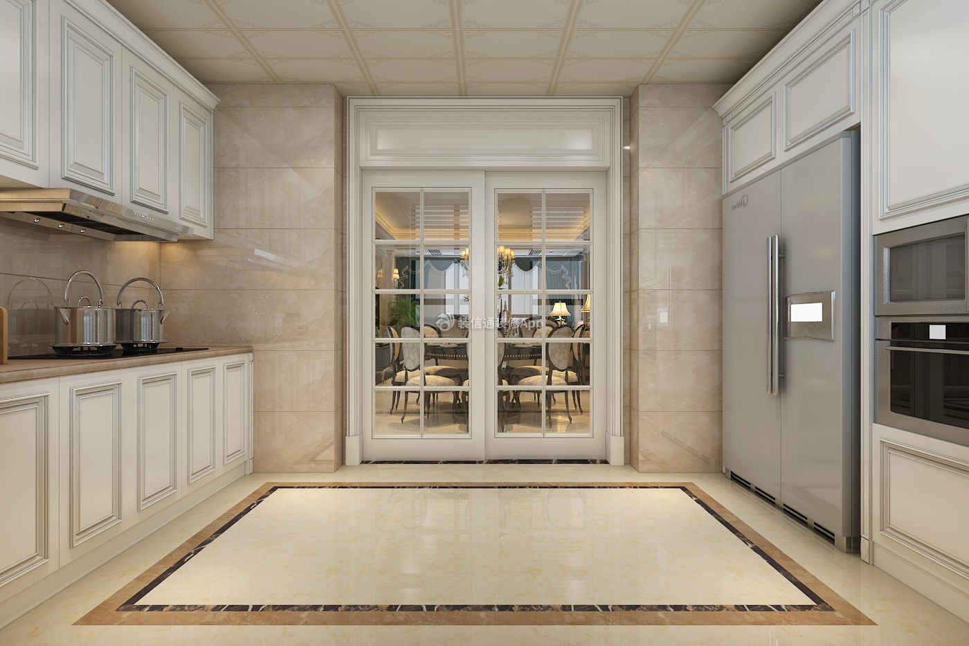 高速时代城170平欧式风格家庭厨房设计效果图片