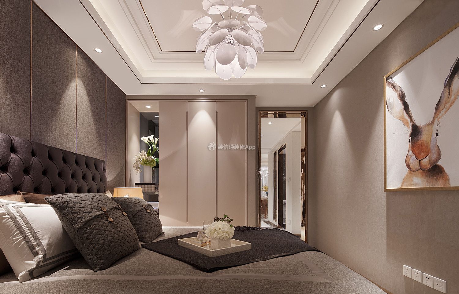 世界冠郡95平米三居室现代风格卧室装修设计效果图