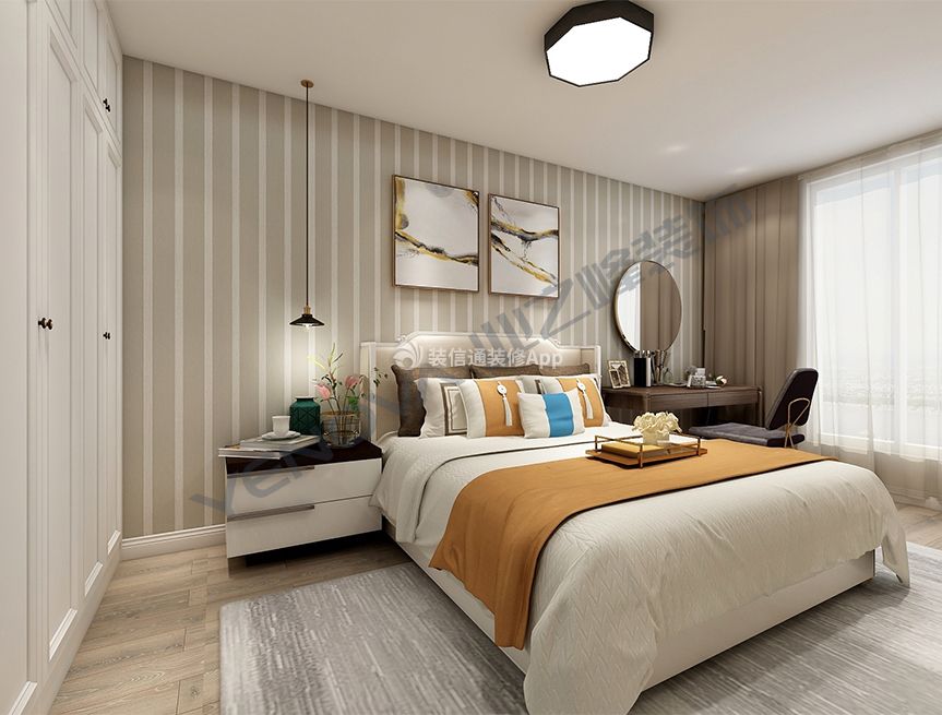 天和新城120平现代风格卧室装修设计图