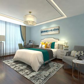 陆缘名邸港式120平三居室卧室装修案例