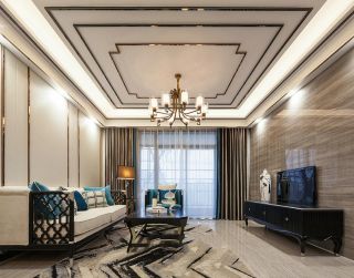 新中式190平大平层客厅装修案例
