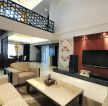 世茂城200平跃层中式风格中式客厅背景墙设计图