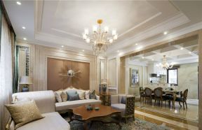 朝阳朗香广场三居129平美式风格客厅沙发背景墙设计图