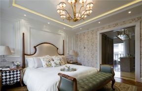 朝阳朗香广场三居129平美式风格卧室实木床设计图片