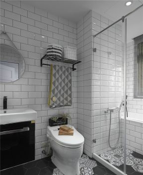 滨江和城两居67平北欧风格卫生间玻璃淋浴房设计