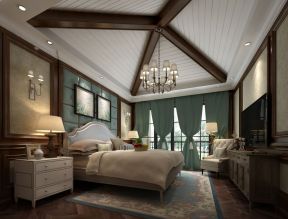  定南山260㎡美式风格别墅卧室吊顶装修效果图
