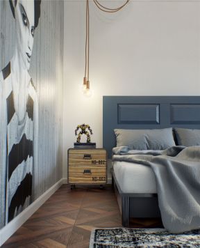 阿玛尼艺术公寓61平小户型北欧风格卧室床头柜设计图片