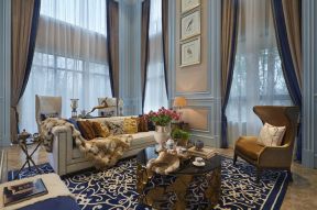 博爵堡300㎡美式轻奢别墅客厅装修效果图