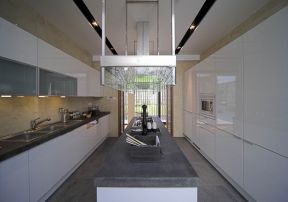 金河谷300平米别墅现代简约厨房中岛装修设计图