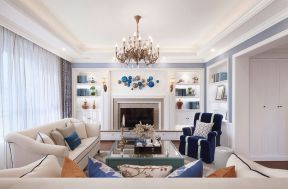 融创凡尔赛210㎡美式风格别墅客厅装修效果图