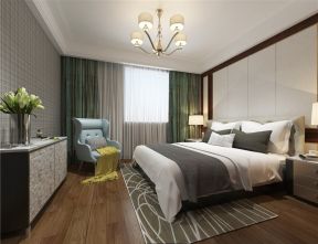 时代欣城三居100平现代简约风格卧室地毯铺设效果图