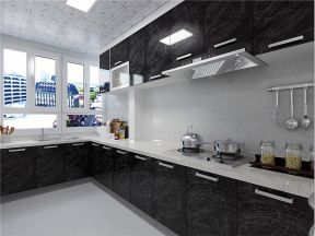 南湖世纪120平三居现代简约风格厨房黑色厨房效果图片
