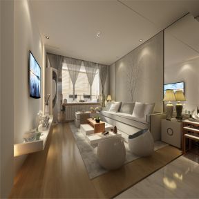 海亮天城221平米现代轻奢风格四居室客厅装修设计效果图