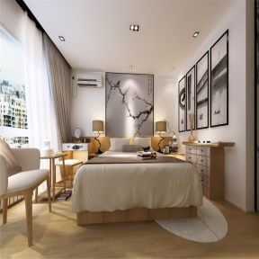 海亮天城221平米现代轻奢风格四居室卧室背景墙装修设计效果图