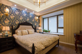 龙城国际120平米美式风格卧室飘窗效果图