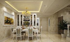 林隐天下160平法式风格家庭餐厅吊灯设计效果图