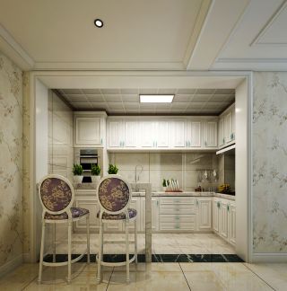 林隐天下160平法式风格厨房吧台设计效果图