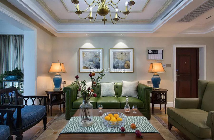 美式客厅沙发效果图 美式客厅沙发组合 