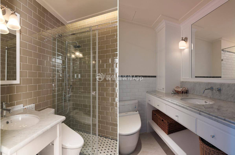百悦城109平米三居室现代美式卫生间设计图