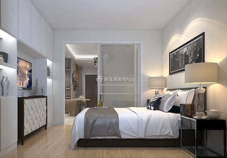 藍(lán)光樂(lè)彩城75㎡現(xiàn)代簡(jiǎn)約臥室裝修效果圖